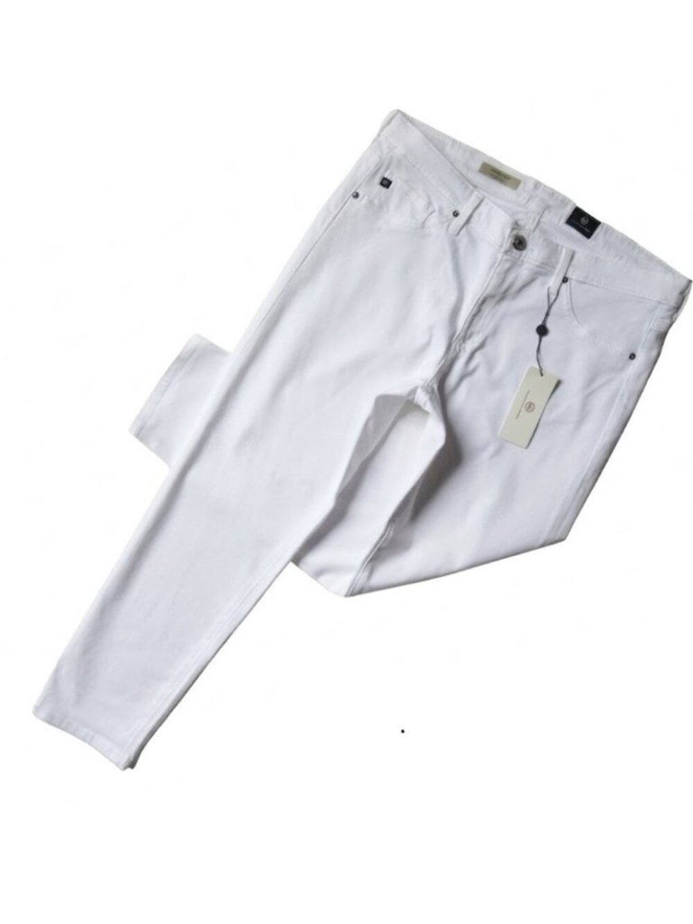 NWT AG Adriano Goldschmied Stilt in White Sateen Cigarette Crop Stretch Jeans 32 - Picture 3 of 8
